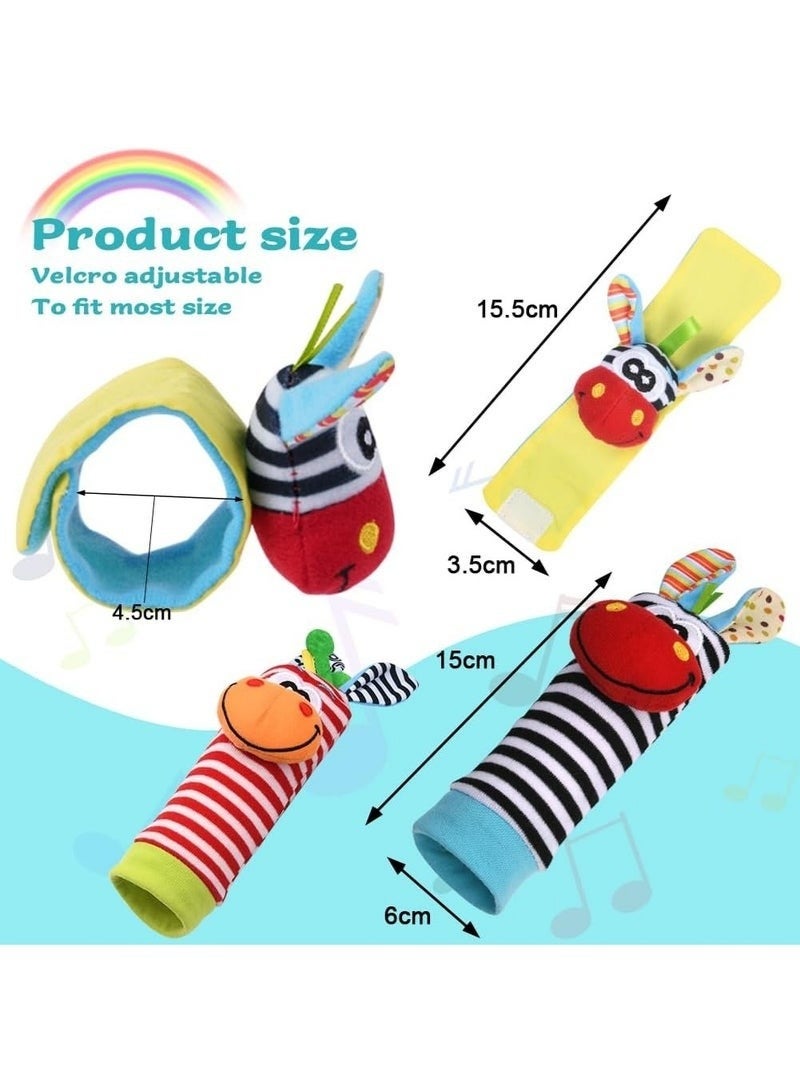 جونيس خُشَاخِيشُ مِعْصَمٍ لِلْأَطْفَال، ٤ قِطَعٍ مِنْ أَشْرِطَةِ الخُشَاخِيشِ لِلْمِعْصَمِ وَالجَوَارِبِ بِشَكْلِ حِمَار، أَلْعَاب تَنْمِيَّةٍ وَمُساعِدَةِ تَتَبُّعِ الحَرَكَةِ هَدِيَّة لِلْأَطْفَالِ الصِّغَارِ الذُّكُورِ وَالإِنَاثِ - Image 3